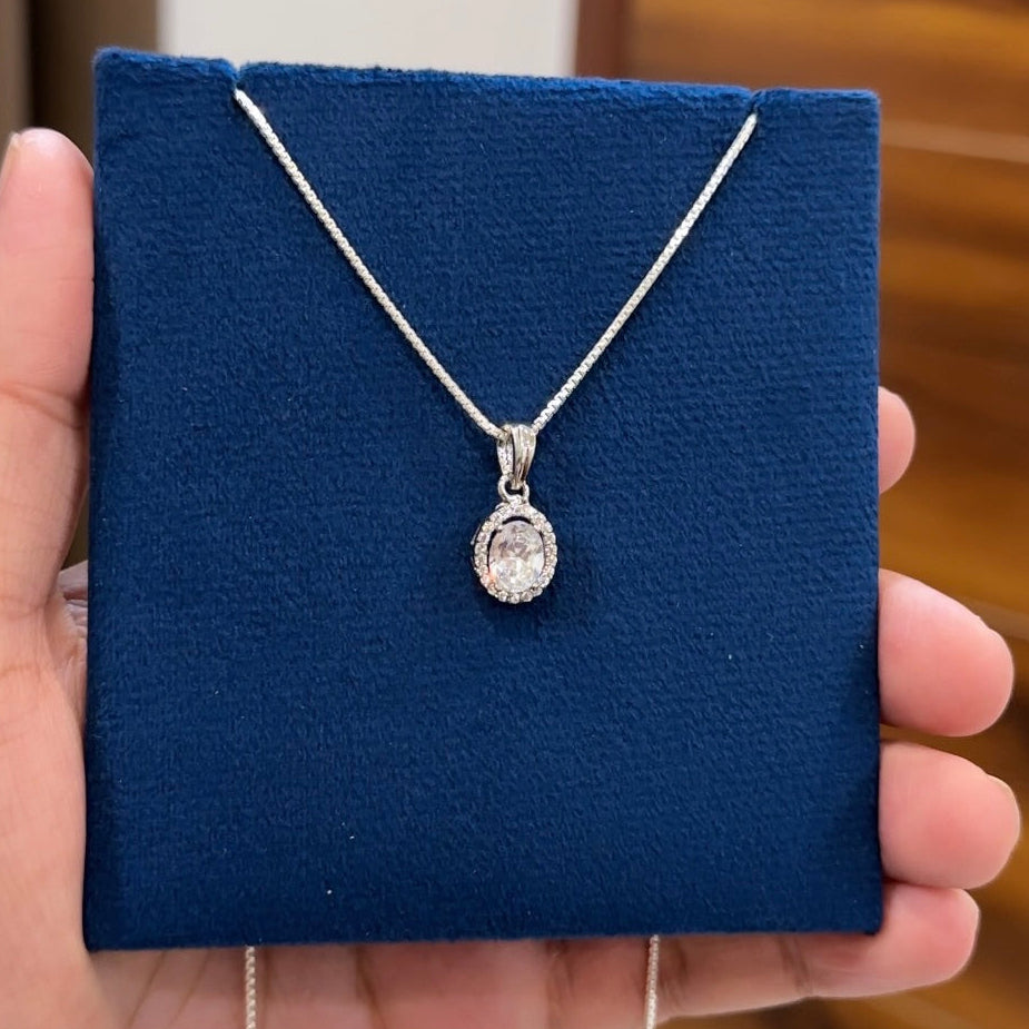Solitaire Oval Pendant + Chain