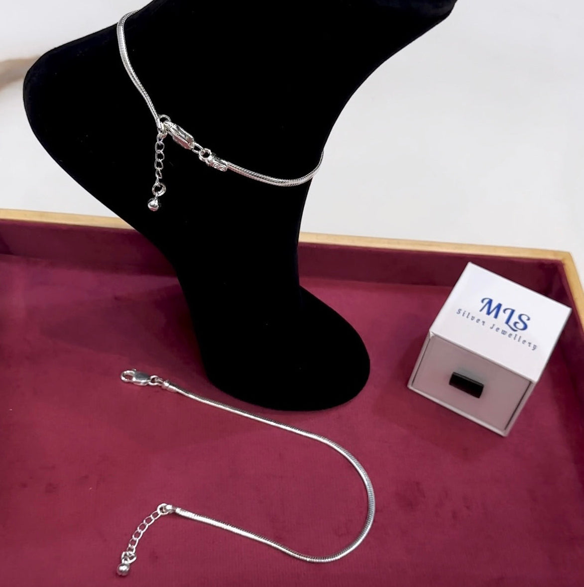 Bell Charm Flat Snake Chain Anklets