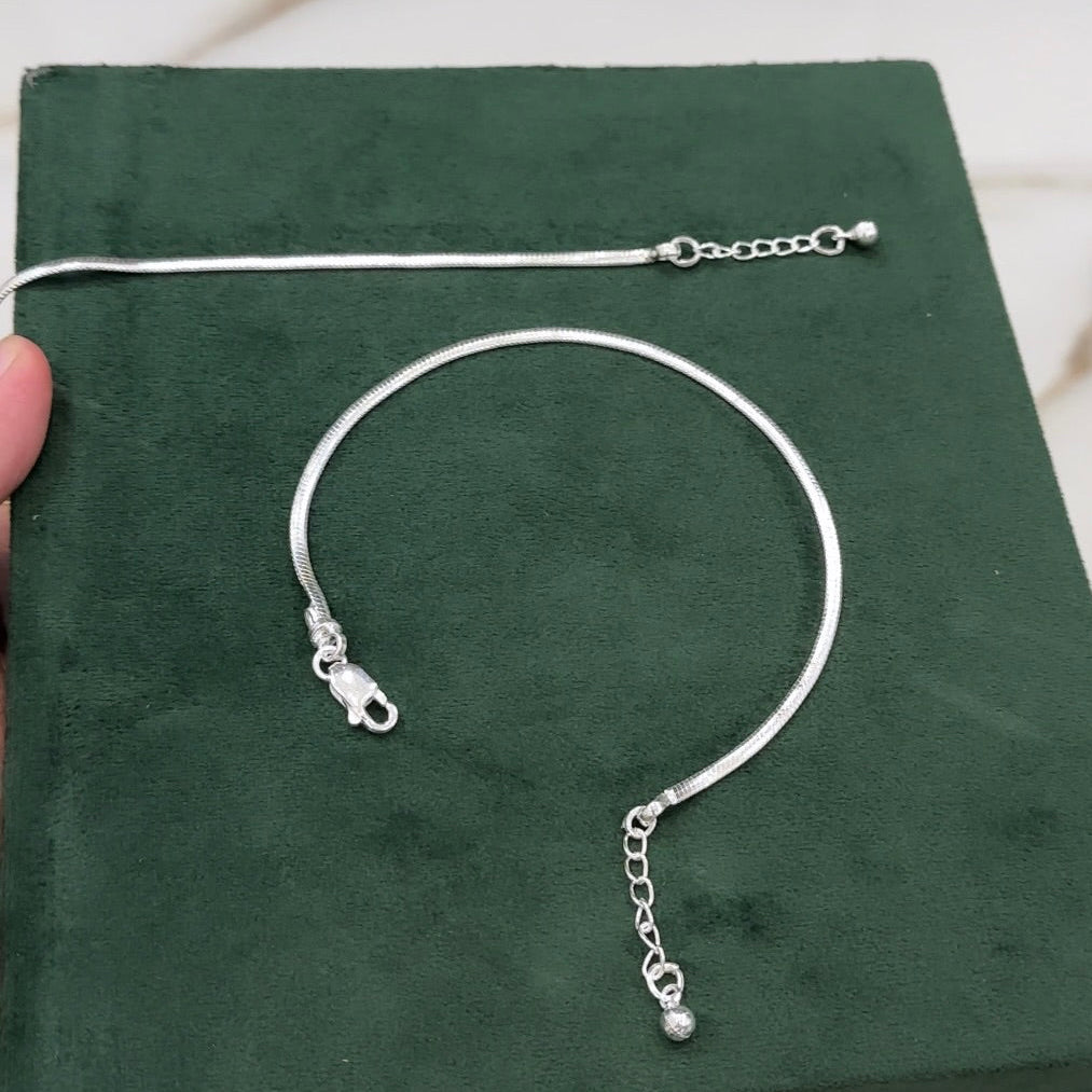Bell Charm Flat Snake Chain Anklets