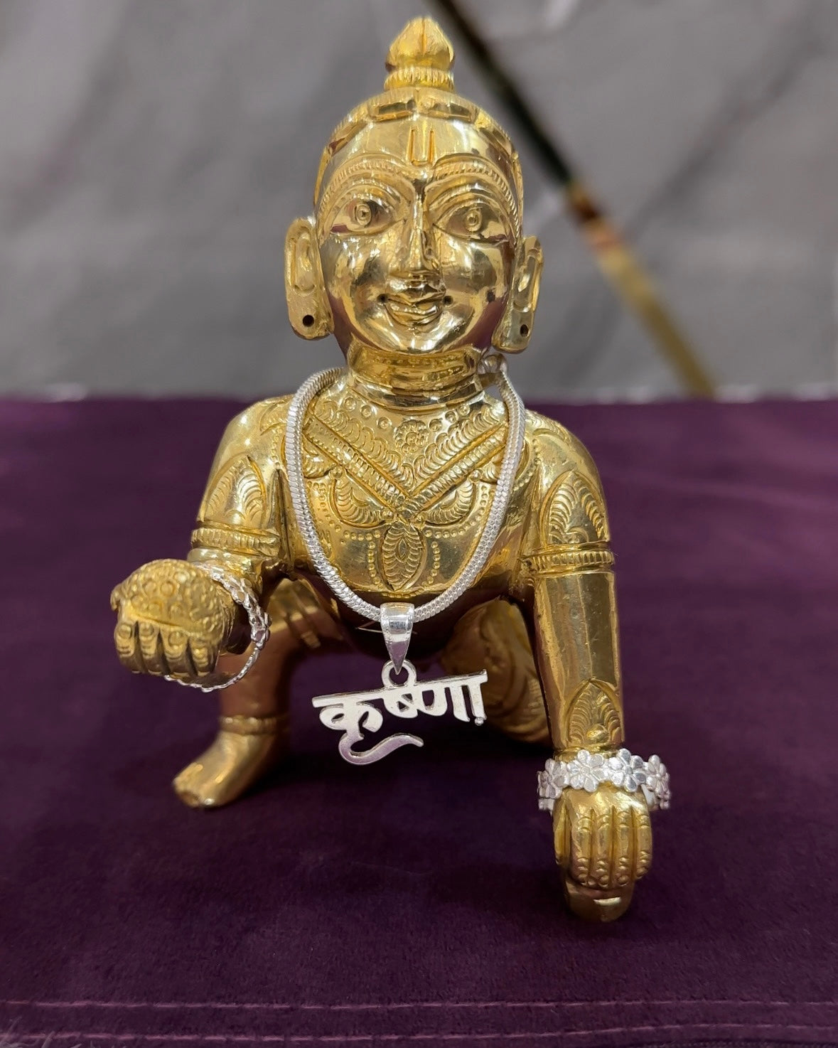 Laddu Gopal Silver Chain Pendant