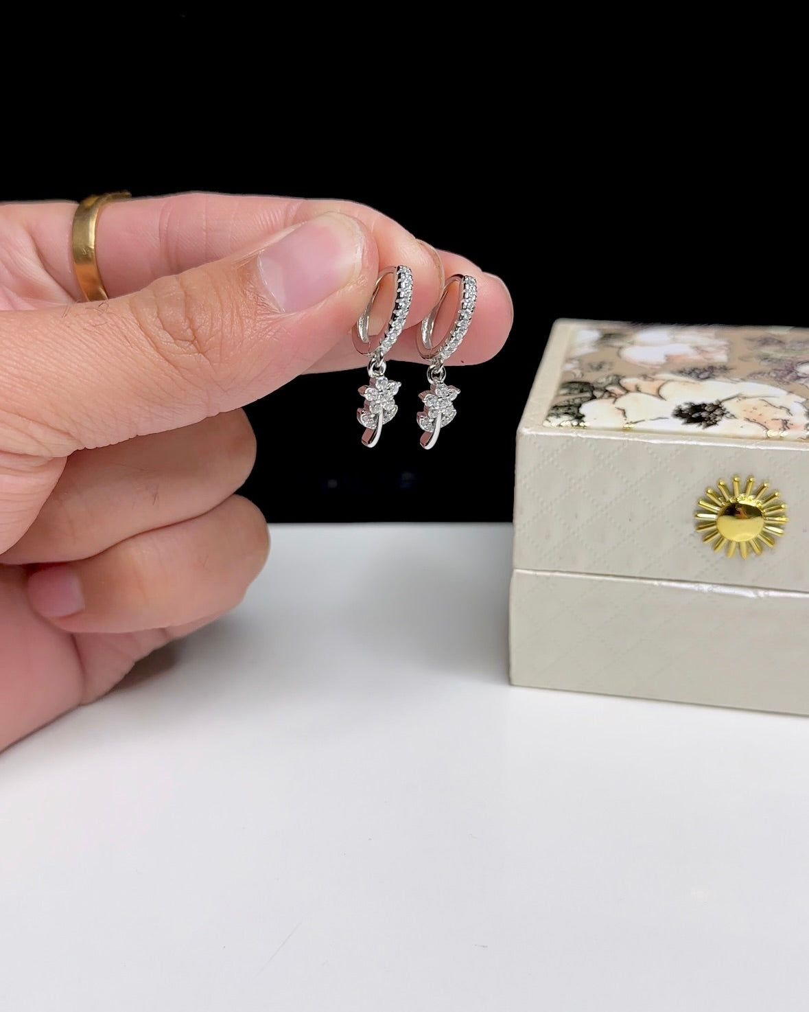 Rose Hanging Bali Earrings