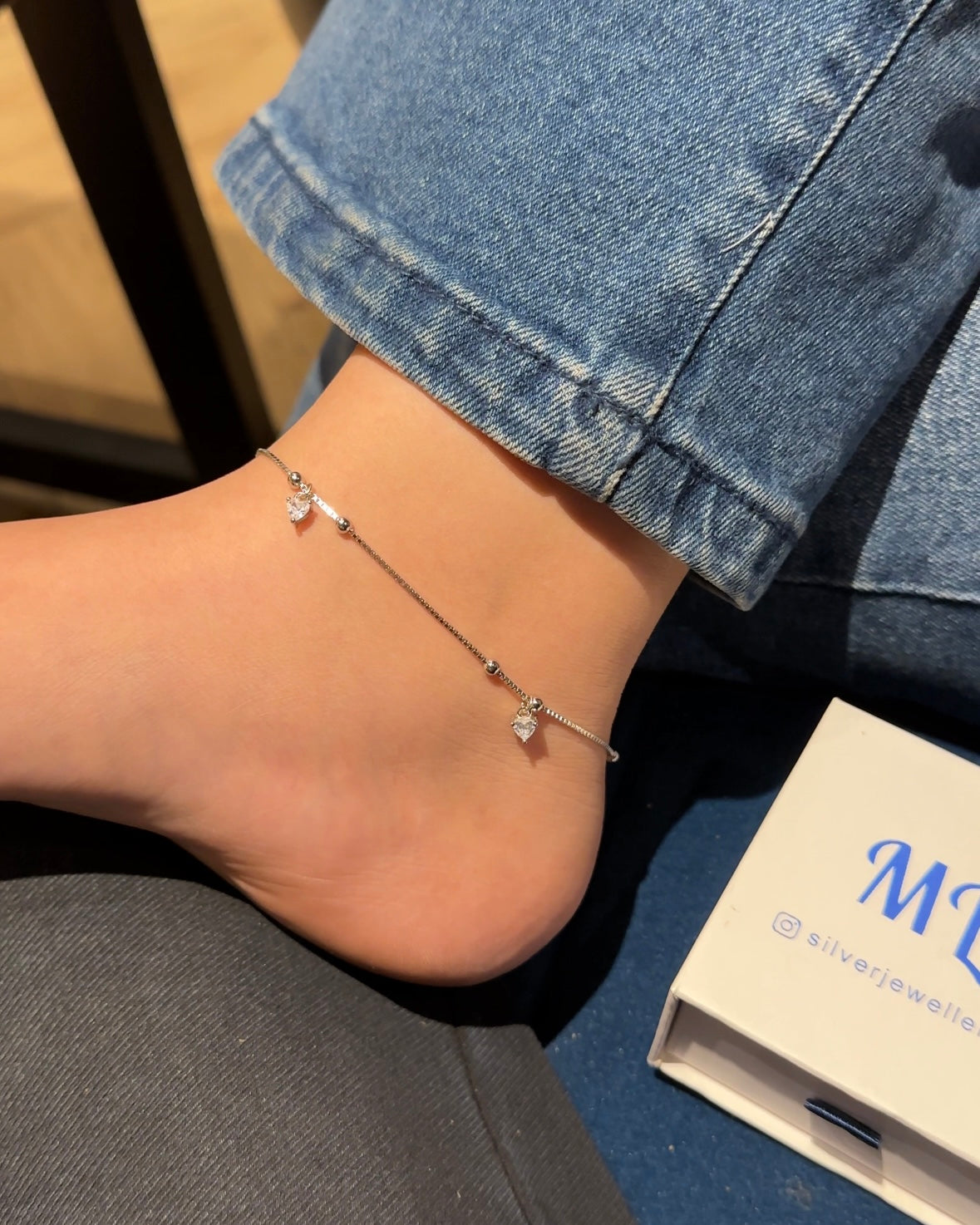 Hearty Solitaire Anklets (Pair)