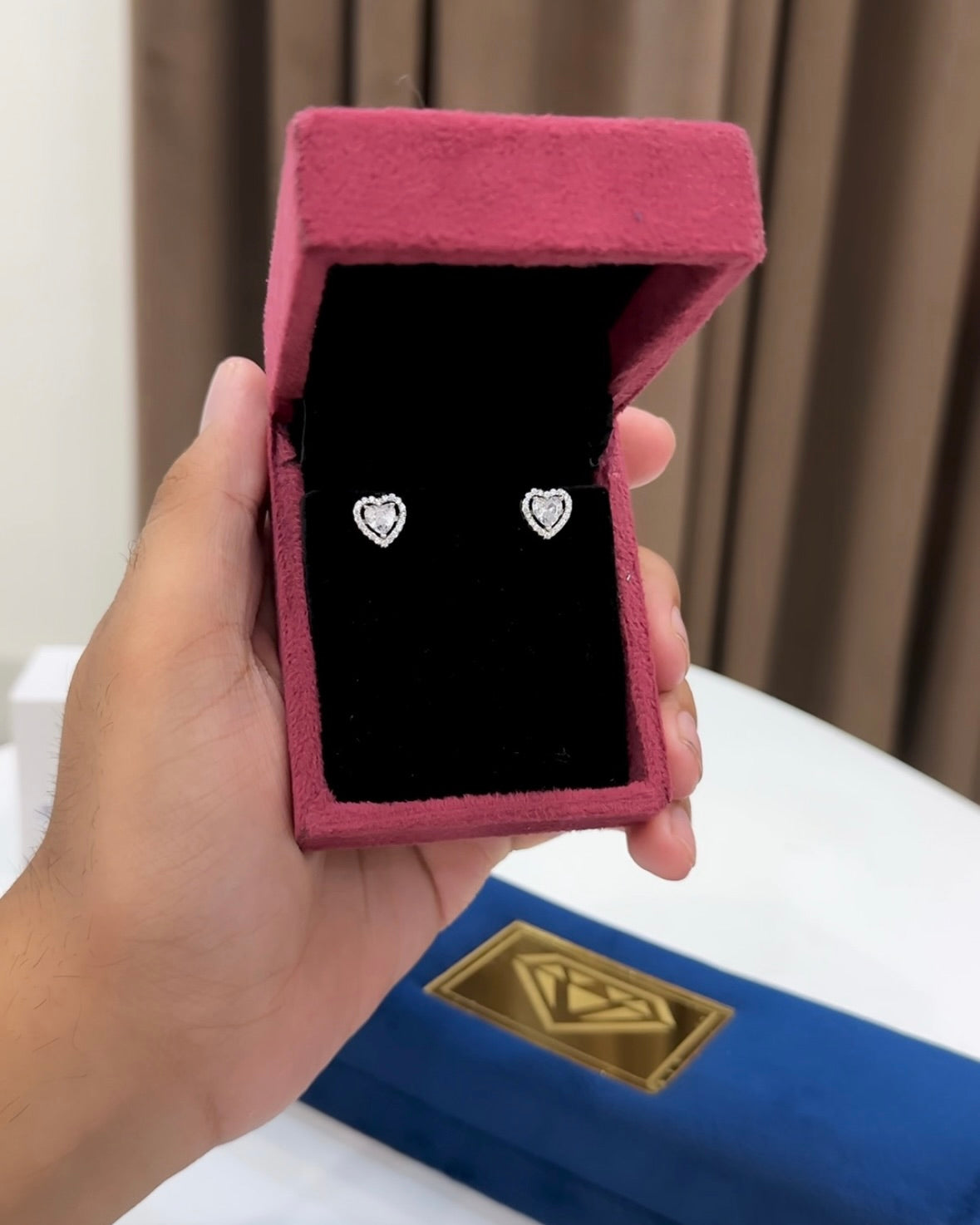 Heart Solitaire Earring Studs