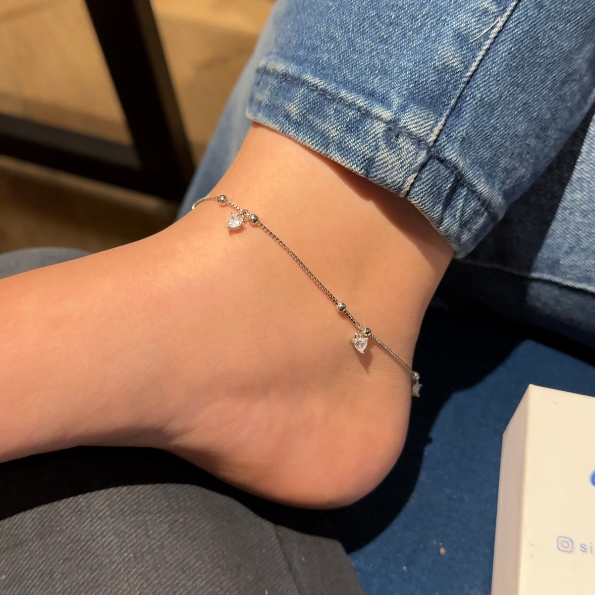 Hearty Solitaire Anklets