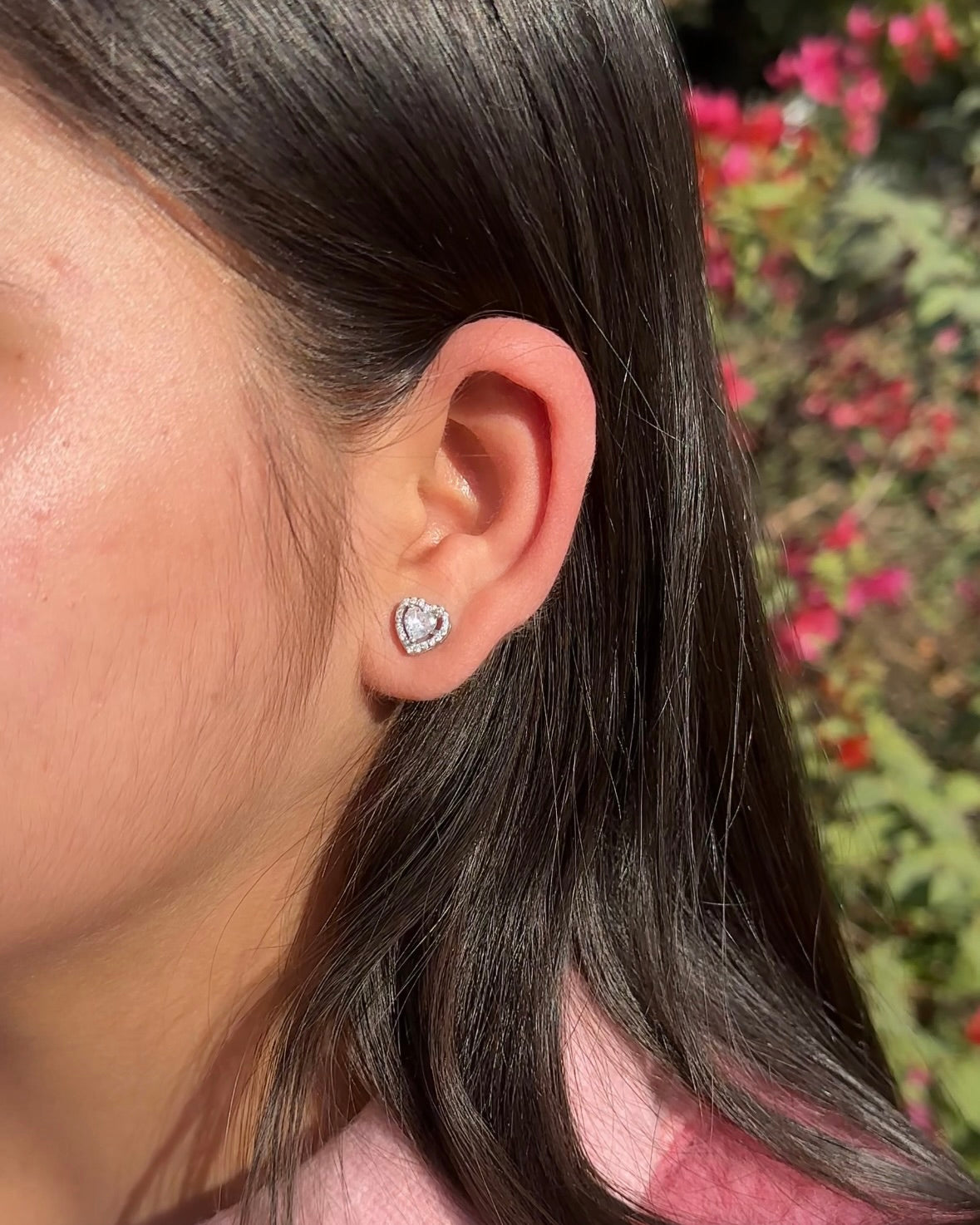 Heart Solitaire Earring Studs