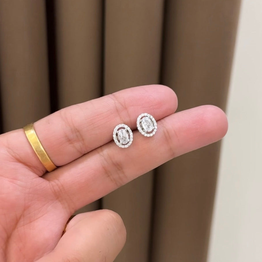 Oval Solitaire Earring Studs