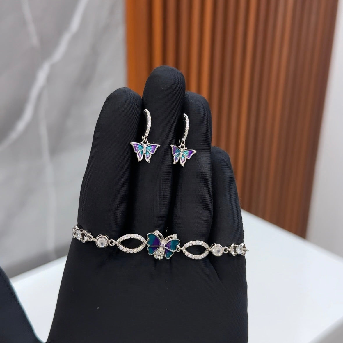Butterfly Bracelet Earrings Combo