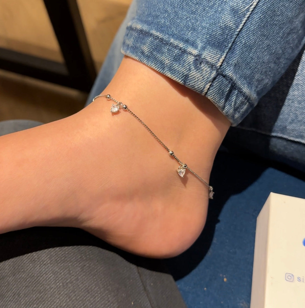 Hearty Solitaire Anklets