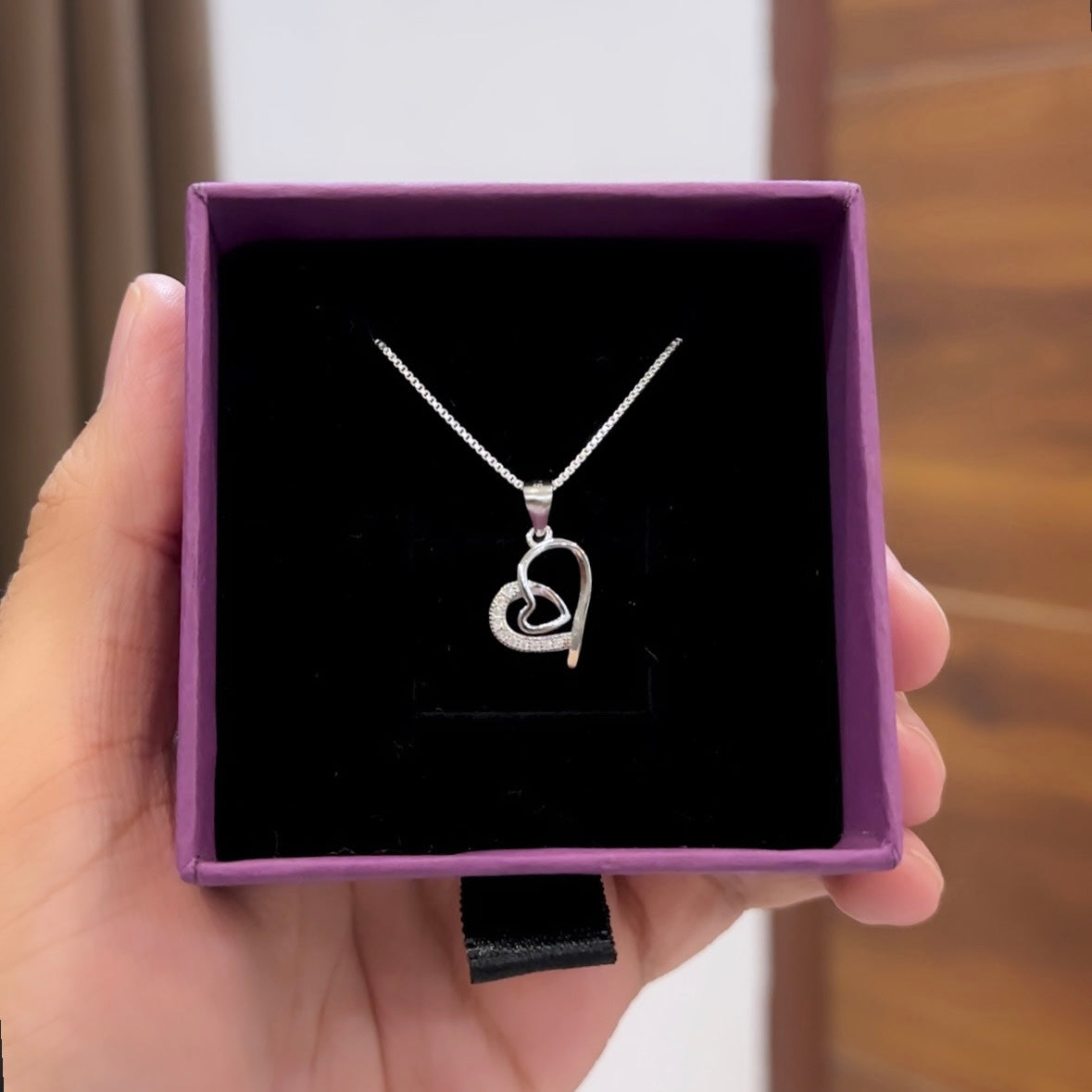 Heart in Heart Chain Pendant