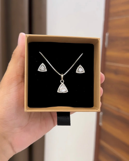 Triangle Solitaire Pendant Set