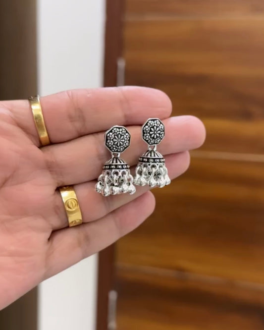 Silver Jhumka Earrings