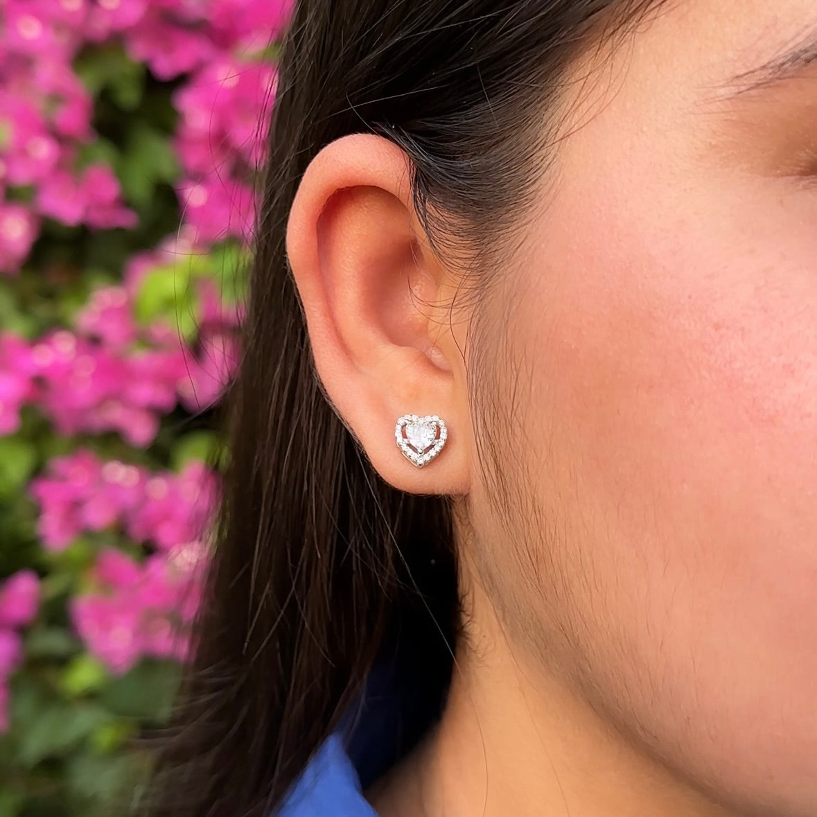 Heart Solitaire Earring Studs