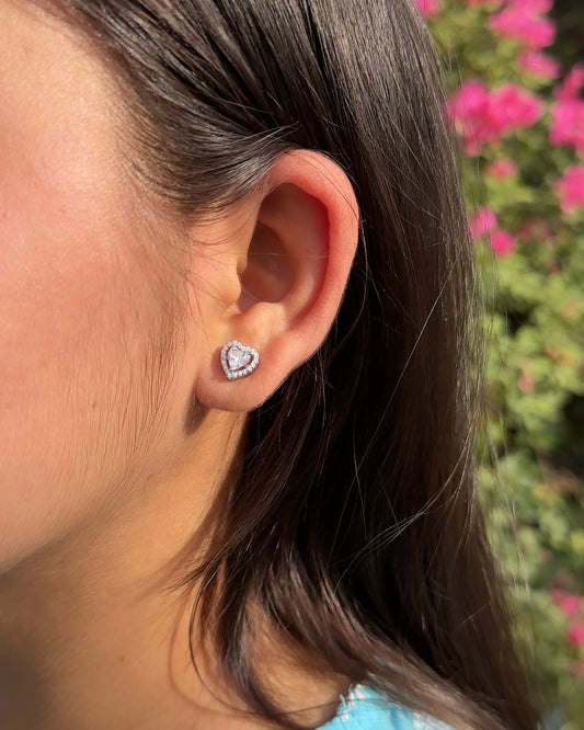 Heart Solitaire Earring Studs