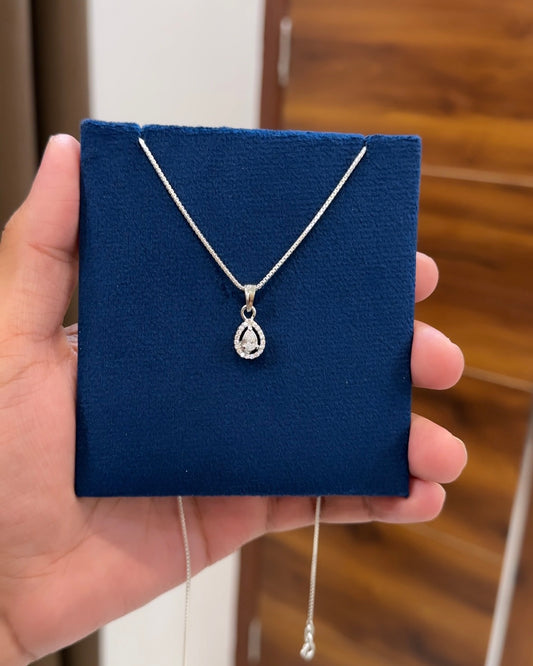 Solitaire Drop Pendant + Chain