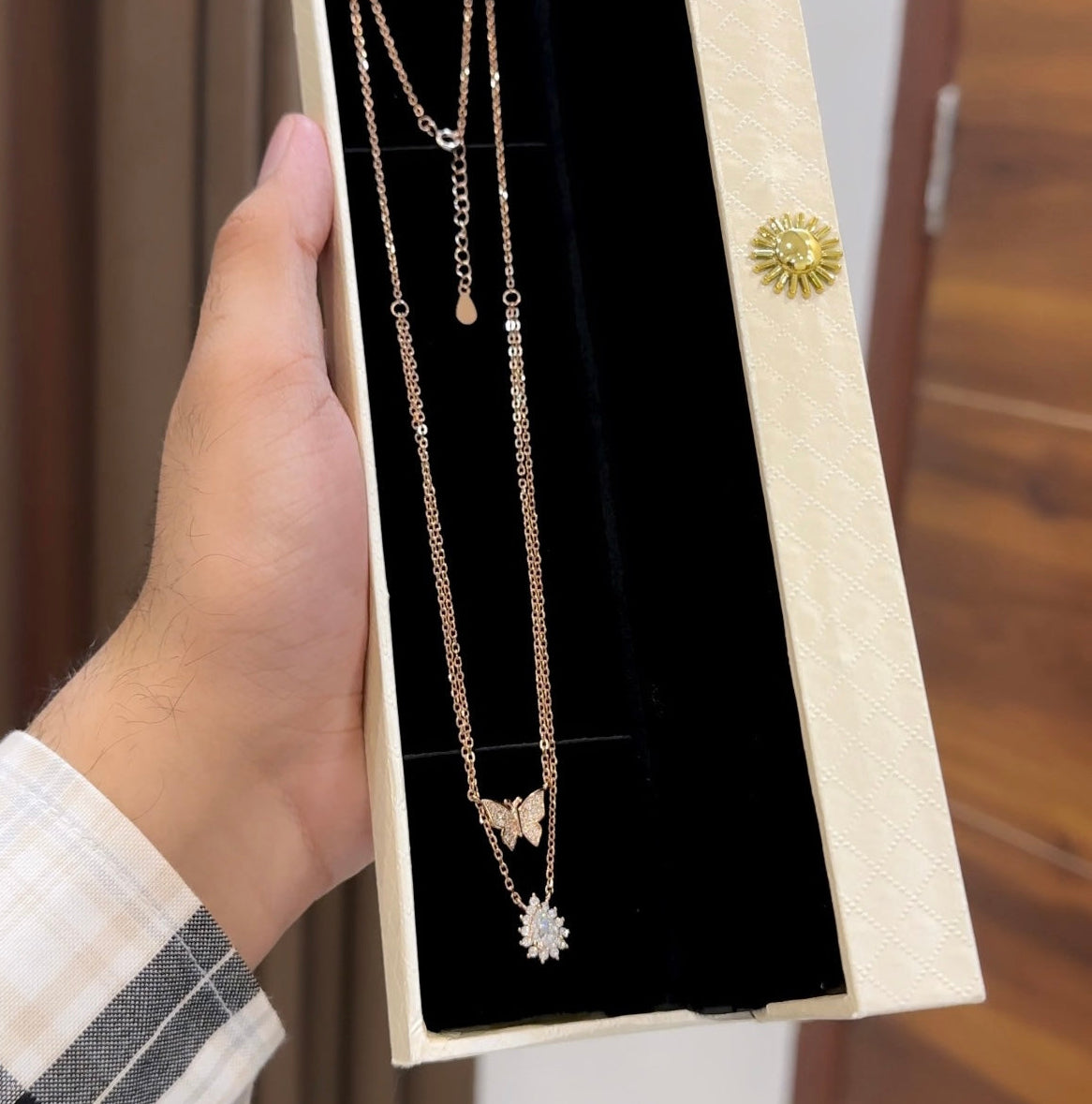 Rose Gold Layered Butterfly Chain