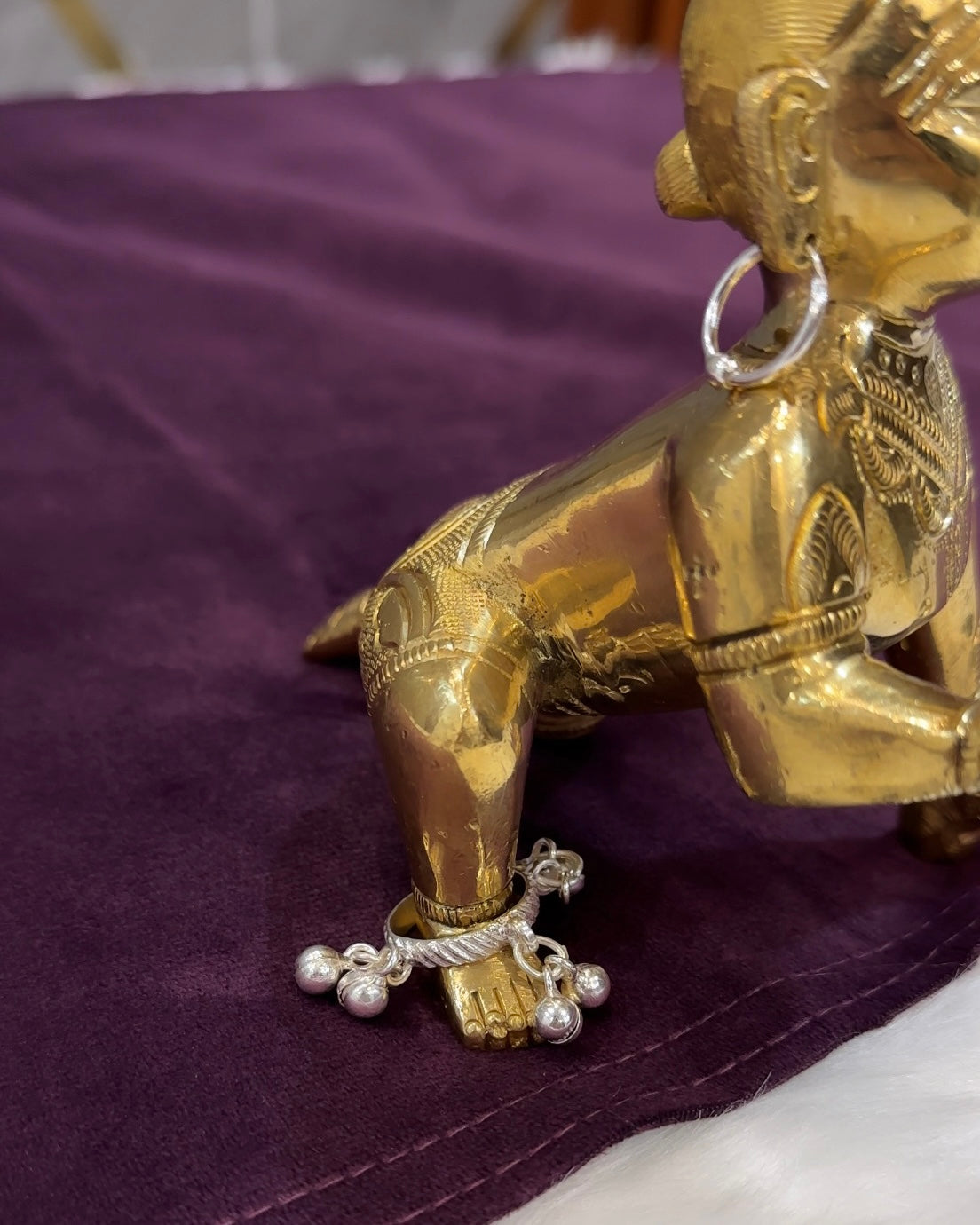 Laddu Gopal Silver Ghungroo Payal/Kade (Vertical)