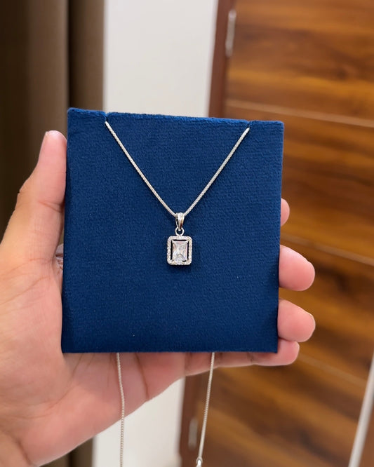 Solitaire Rectangle Pendant + Chain