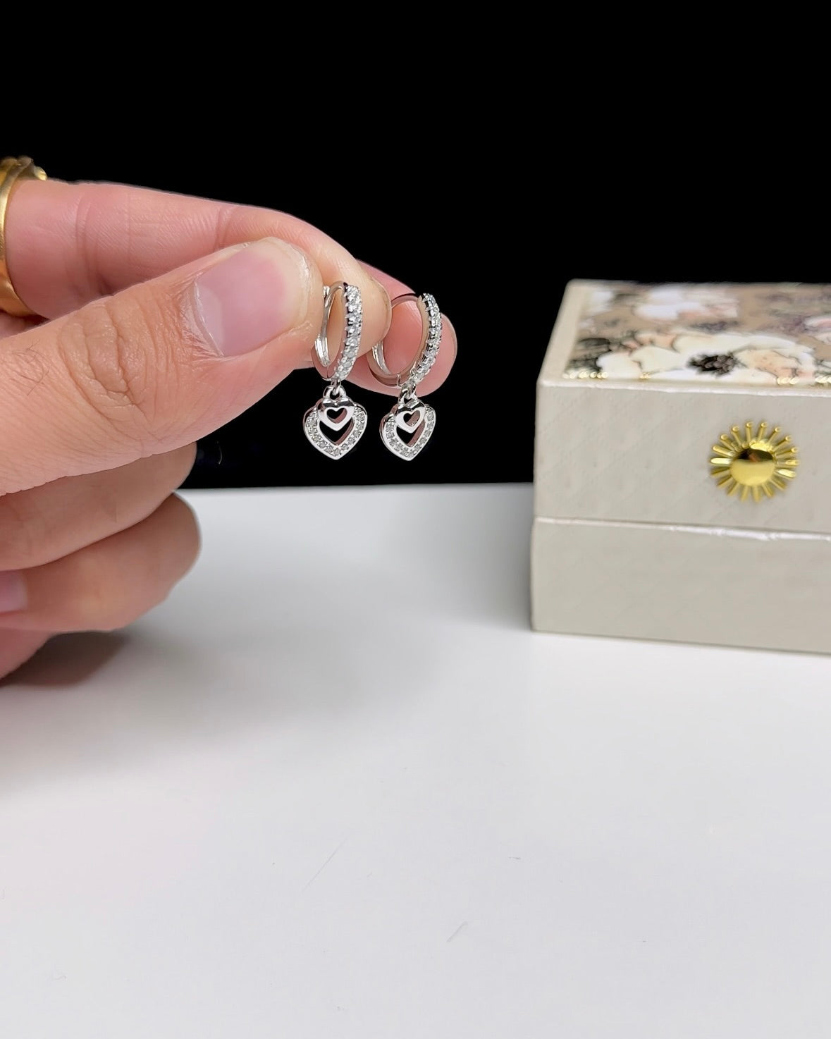Double Heart Hanging Bali Earrings