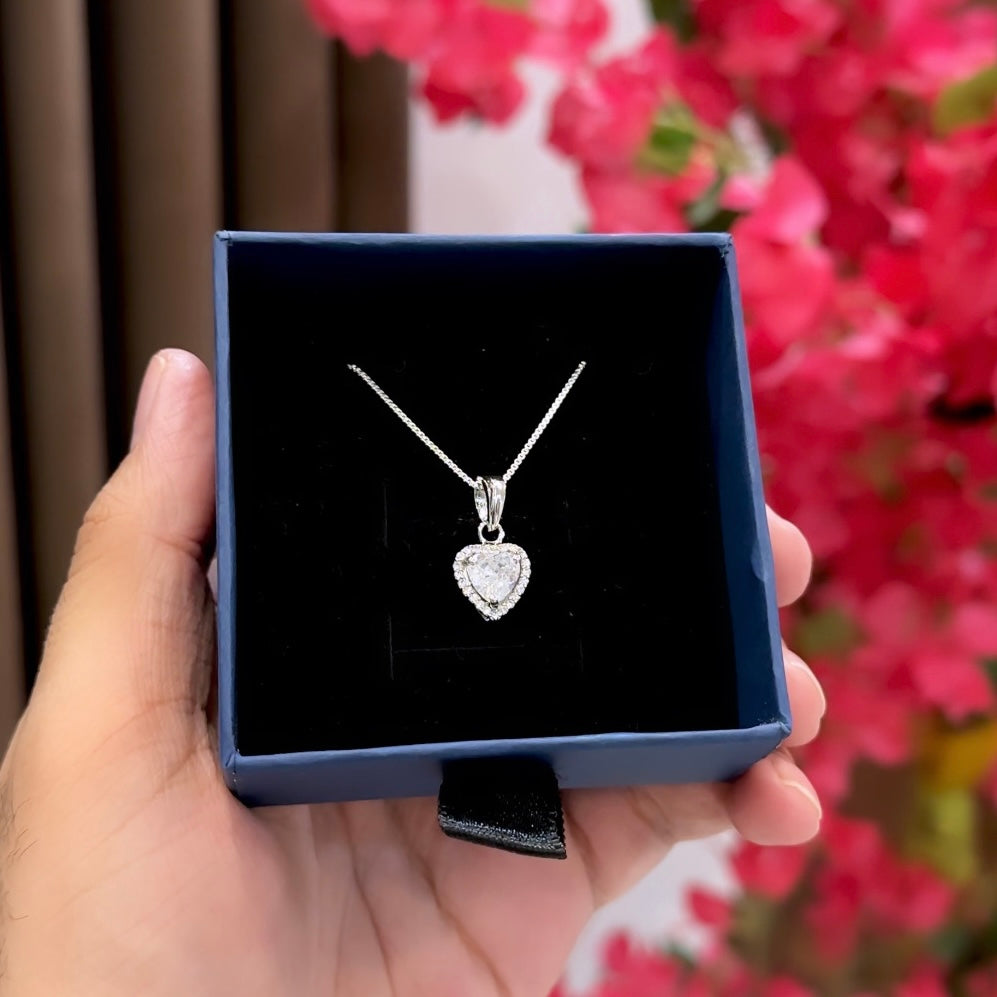 Solitaire Heart Pendant + Chain