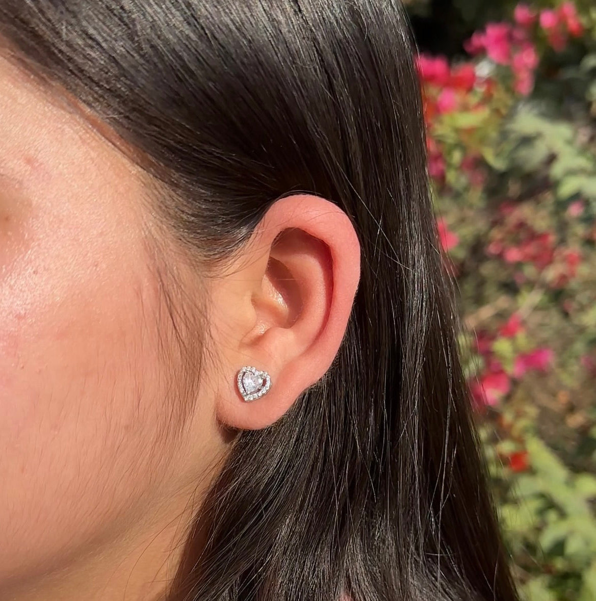 Heart Solitaire Earring Studs
