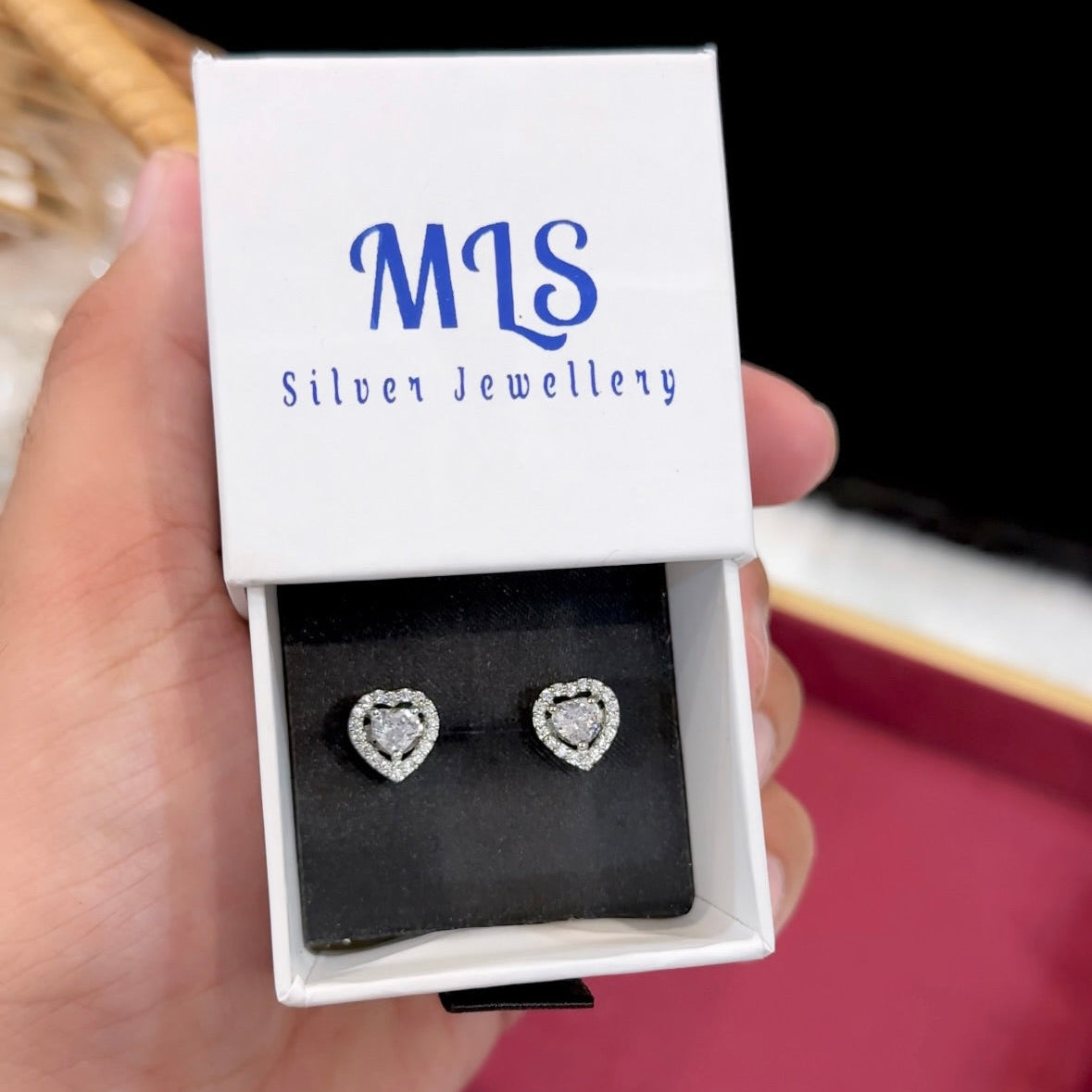 Heart Solitaire Earring Studs