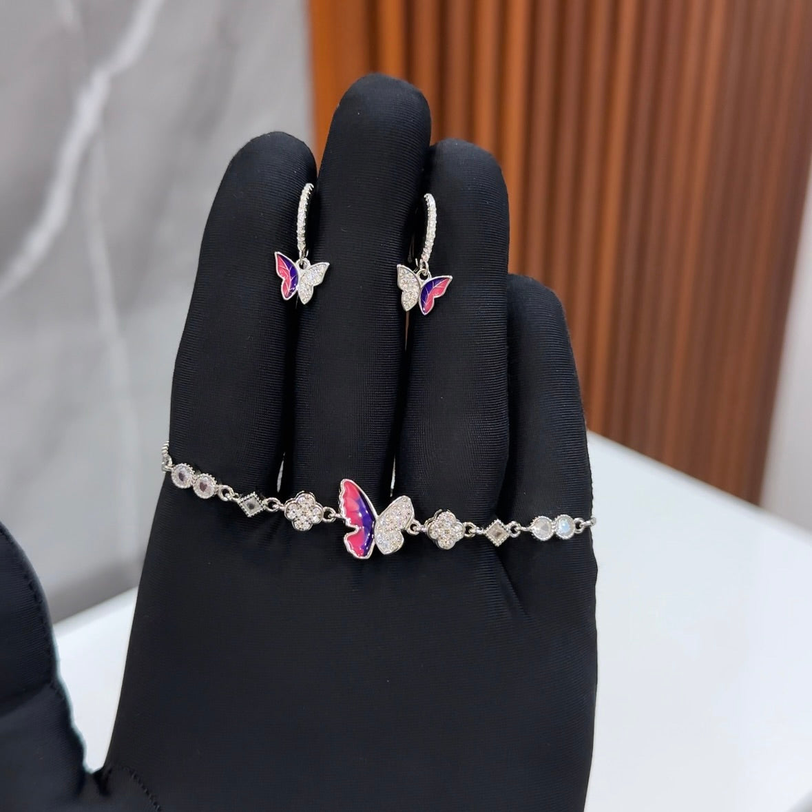 Butterfly Bracelet Earrings Combo
