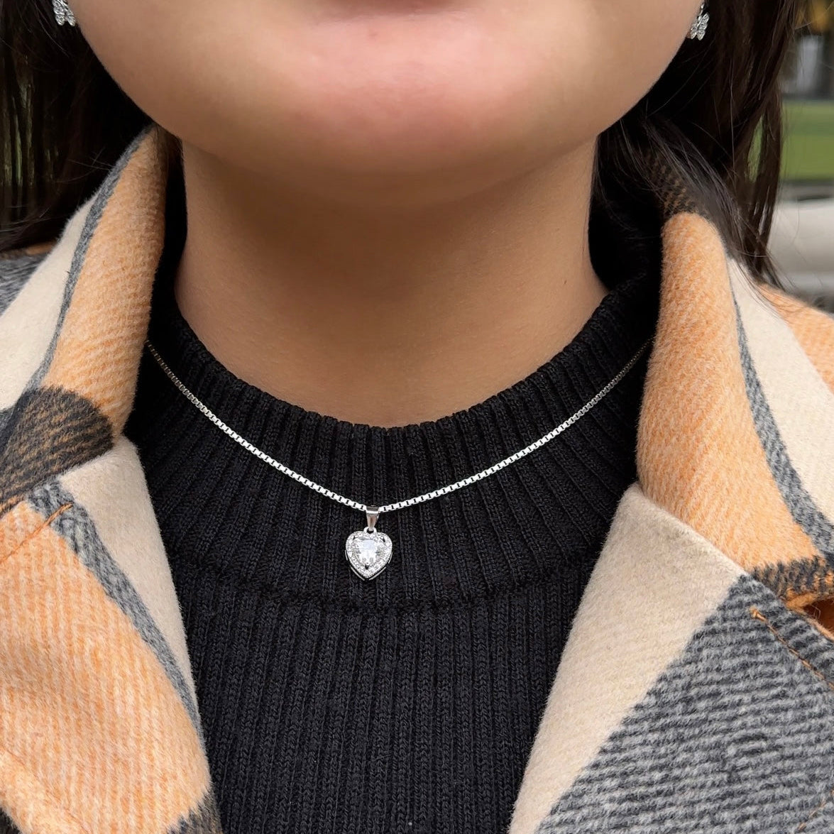 Solitaire Heart Pendant + Chain
